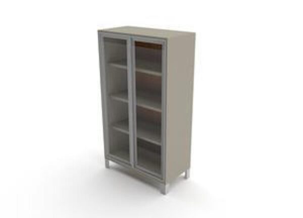 Librero Alto con Puertas Abatibles en Cristal