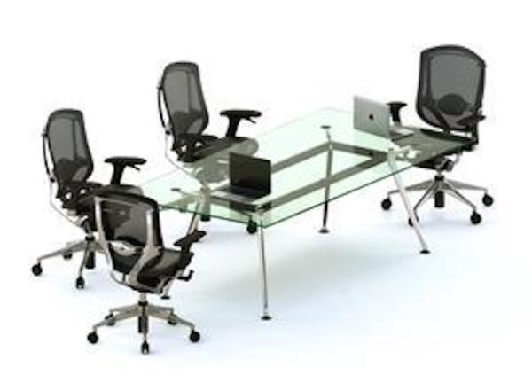 Mesa de Juntas con Cubierta de Vidrio Tech Z/Chrome Techno
