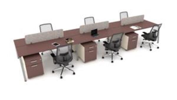 Escritorio Operativo para 6 Personas en Melamina Tech Alpha/Silver Bench Techno